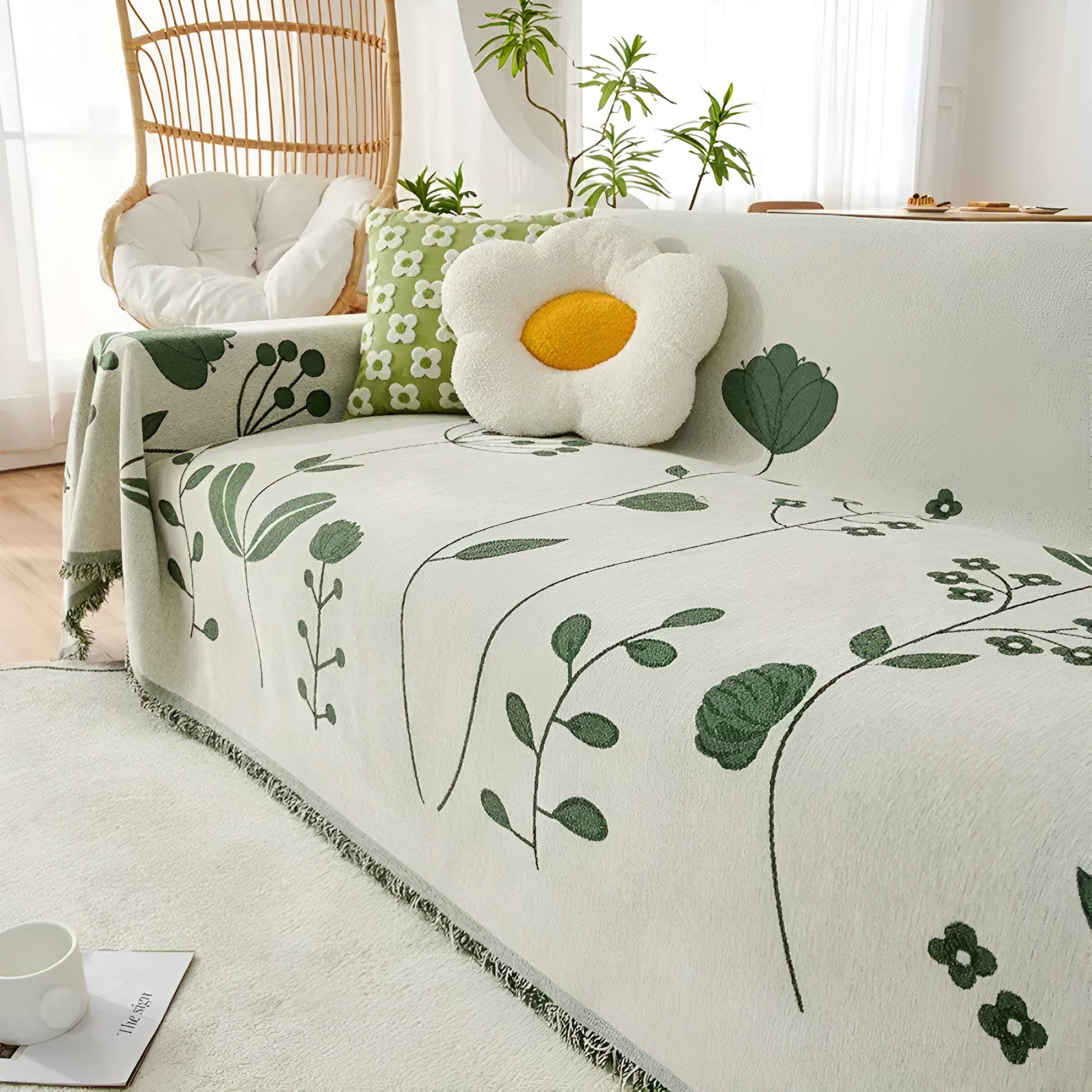 Reversible Sofa Cover Floral Microfiber | Modern Living Room Decor 2