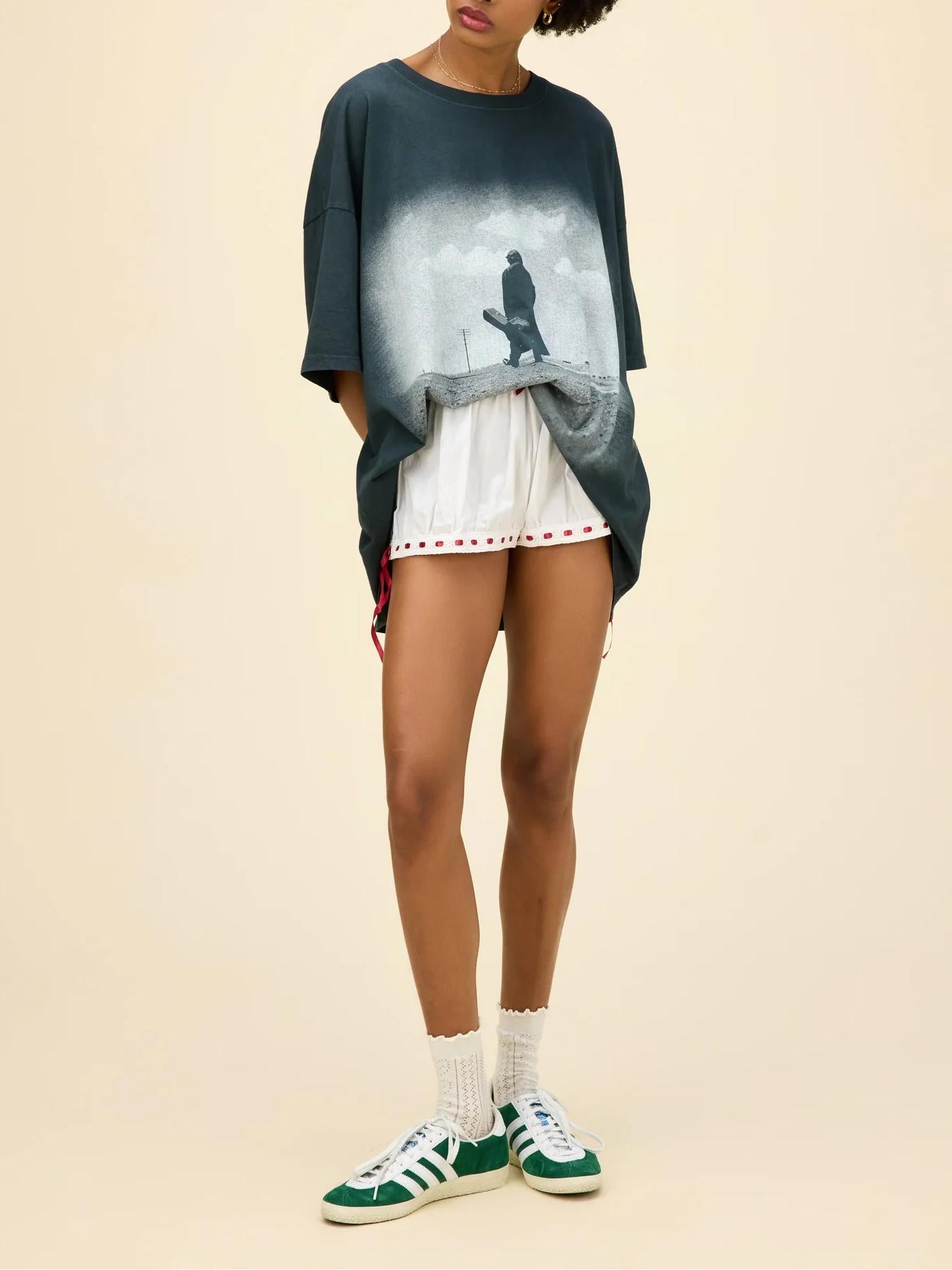Women Mini Dress Ivory Cotton | Johnny Cash Tribute-4