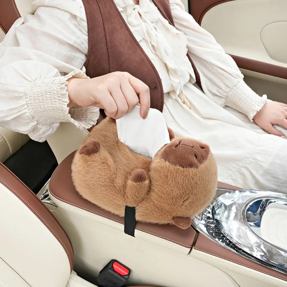 Car Accessory Plush Tissue Holder Capybara | Fun Design for Families 4
