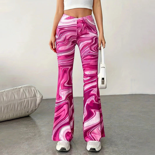 Women Bootcut Pants Hot Pink Polyester | Unique Style-1