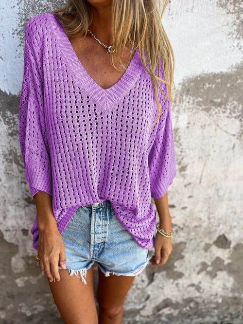 Women V-Neck Knit Top | Yvette
