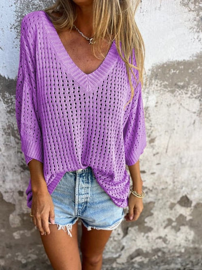Women V-Neck Knit Top | Yvette
