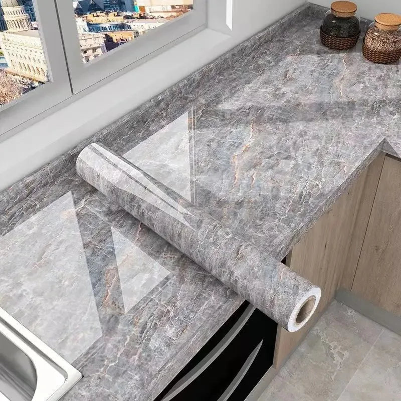 40cm Self-Adhesive PVC Wallpaper in Marble Pattern – Waterproof and Oil-Proof Home Decor for Walls and Cabinets 1