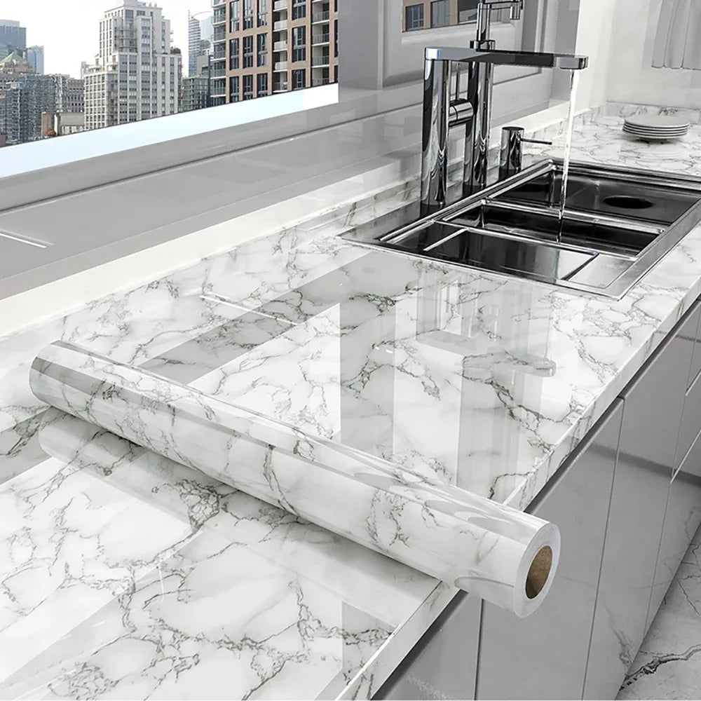 40cm Self-Adhesive PVC Wallpaper in Marble Pattern – Waterproof and Oil-Proof Home Decor for Walls and Cabinets 12