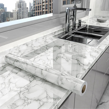 40cm Self-Adhesive PVC Wallpaper in Marble Pattern – Waterproof and Oil-Proof Home Decor for Walls and Cabinets 12