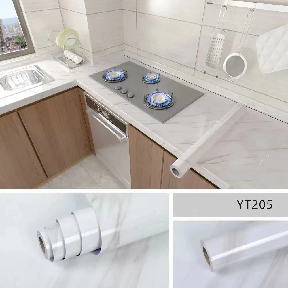 40cm Self-Adhesive PVC Wallpaper in Marble Pattern – Waterproof and Oil-Proof Home Decor for Walls and Cabinets 3