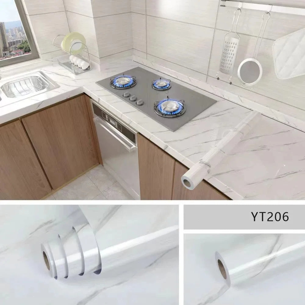 40cm Self-Adhesive PVC Wallpaper in Marble Pattern – Waterproof and Oil-Proof Home Decor for Walls and Cabinets 4