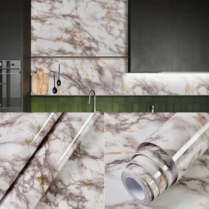 40cm Self-Adhesive PVC Wallpaper in Marble Pattern – Waterproof and Oil-Proof Home Decor for Walls and Cabinets 5