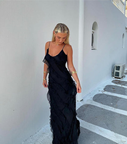 Elegant Ruffle Maxi Dress | Abby