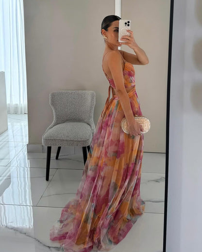 Women Maxi Dress Floral Print Polyester | Gisele-3