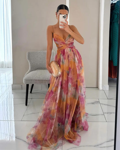 Women Maxi Dress Floral Print Polyester | Gisele-1