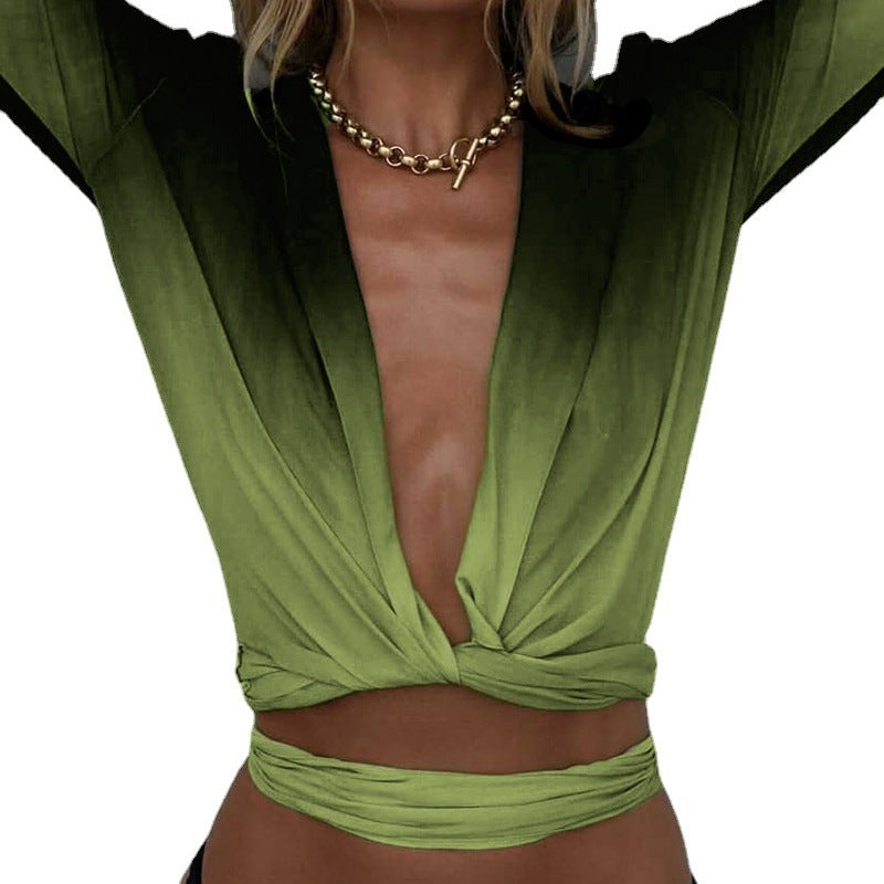 Women Blouse Green Polyester | Elegant Evening Top-5