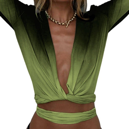 Women Blouse Green Polyester | Elegant Evening Top-5