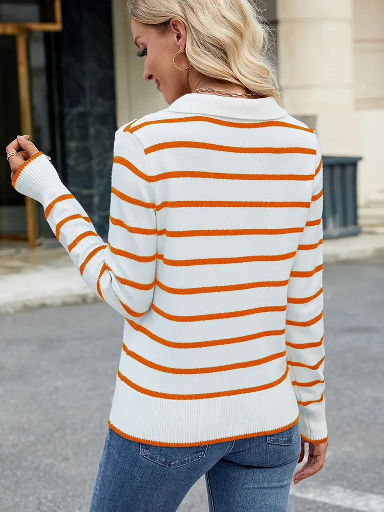 Women Pullover Sweater Striped Knit | Classic Chic-2