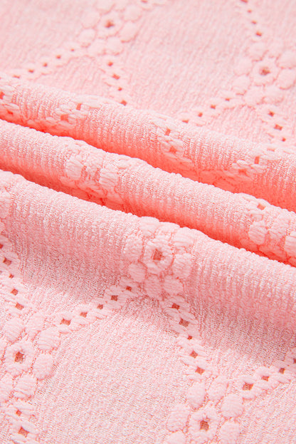Eyelet Button Short Sleeve Top