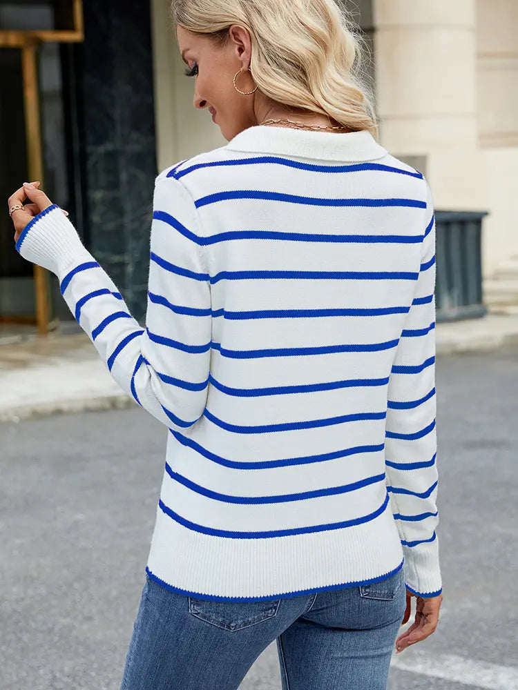 Women Pullover Sweater Striped Knit | Classic Chic-4