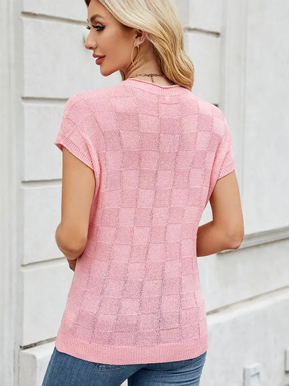 Women Sweater Checkered Knit Soft Breathable | Classic Elegance-2