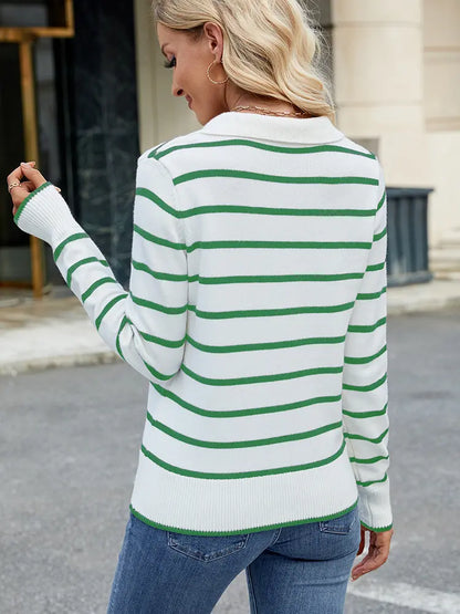 Women Pullover Sweater Striped Knit | Classic Chic-6