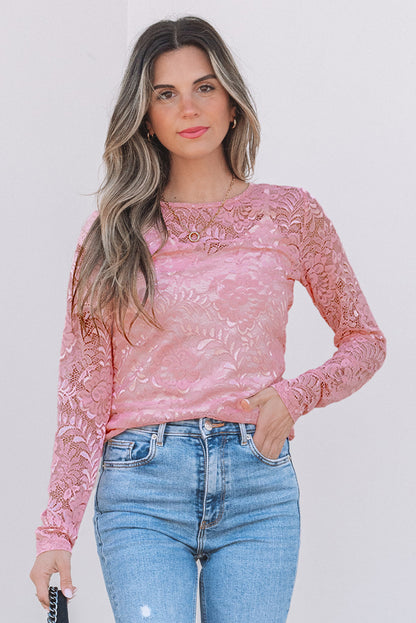 Variant image for Women Long Sleeve Blouse White Lace | Blossom-1