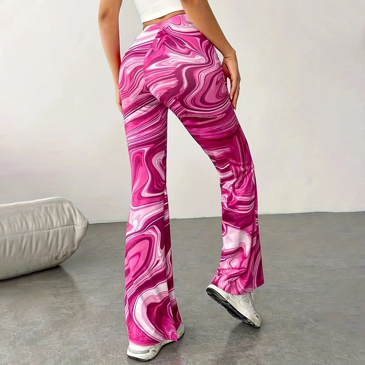 Women Bootcut Pants Hot Pink Polyester | Unique Style-3