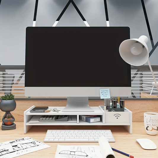 Monitor Stand for Desk Black Wood | Elegant Design 1