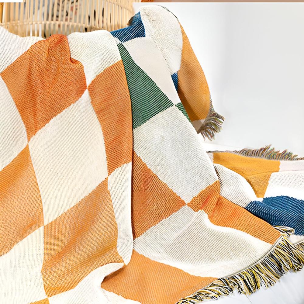 Home Blanket Multicolor Polycotton | Cozy Checkerboard Design 6