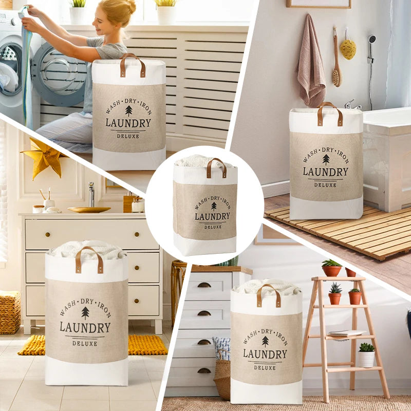 Laundry Basket Beige Cotton | Elegant Design 6