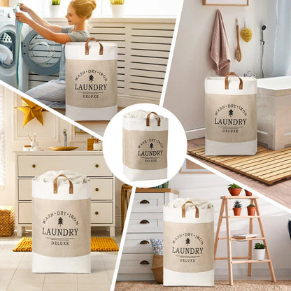 Laundry Basket Beige Cotton | Elegant Design 6