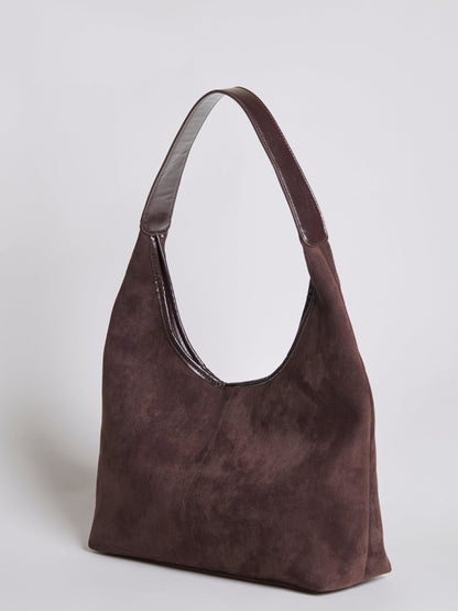 Suede Tote Bag with Pouch | Alberta