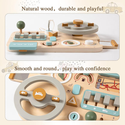 Kids Sensory Toy Wooden Steering Wheel Activity Board | Adventure Explorer-4