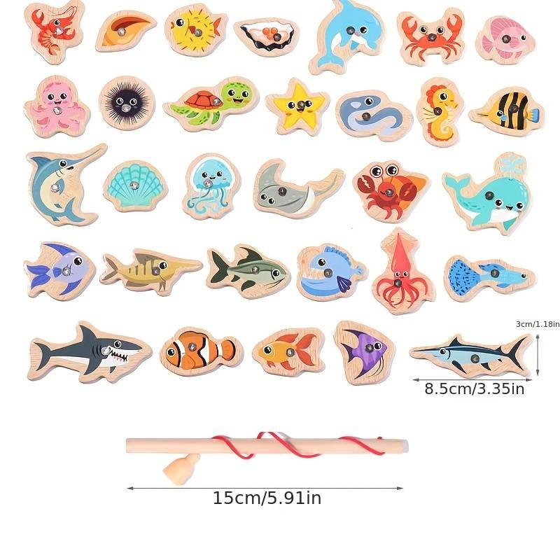 Kids Fishing Toy Magnetic Wooden Set | Ocean Adventure-4