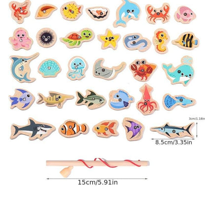 Kids Fishing Toy Magnetic Wooden Set | Ocean Adventure-4
