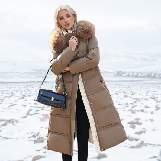 Luxury Fur-Collar Long Puffer Coat | Kamilah