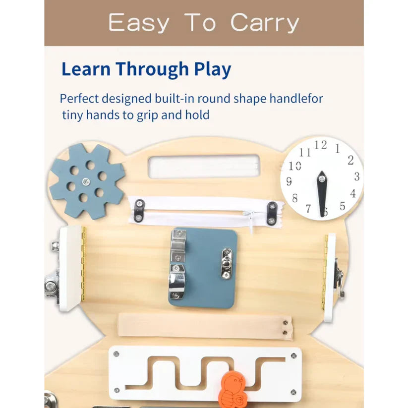 Toddler Montessori Busy Board Wooden Bear Educational Toy | Learning Fun-4