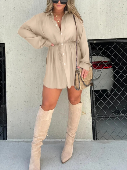 Button-Up Mini Shirt Dress | Rosalie