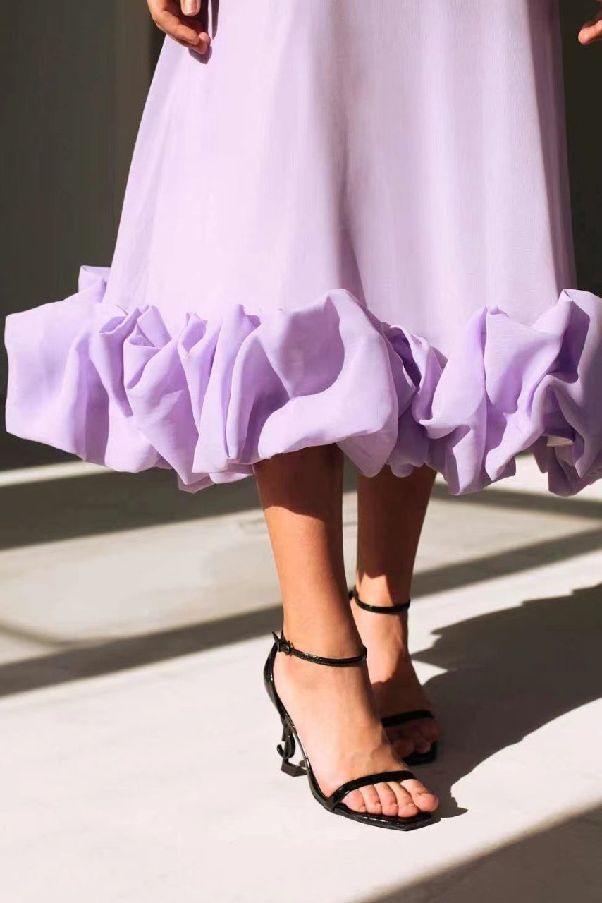 Elegant Ruffled Midi Dress | Amara