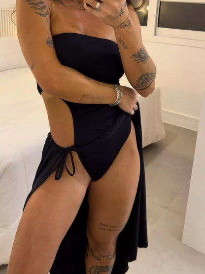 Women Bodysuit Dress Black Polyamide | Bella-4
