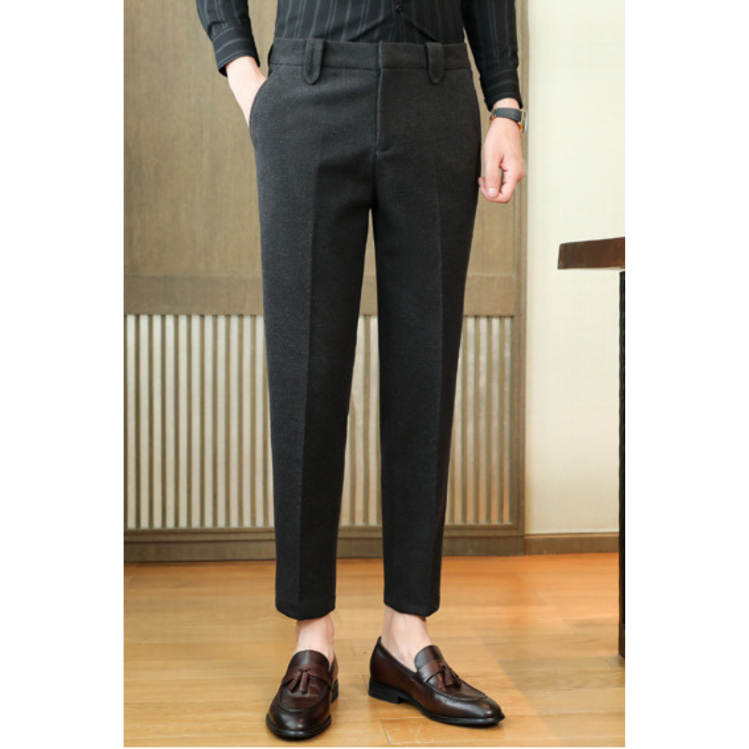 Men's Trousers Black Wool | Mike-4