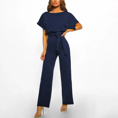 Wide-Leg Belted Jumpsuit with Batwing Sleeves | Marilyn