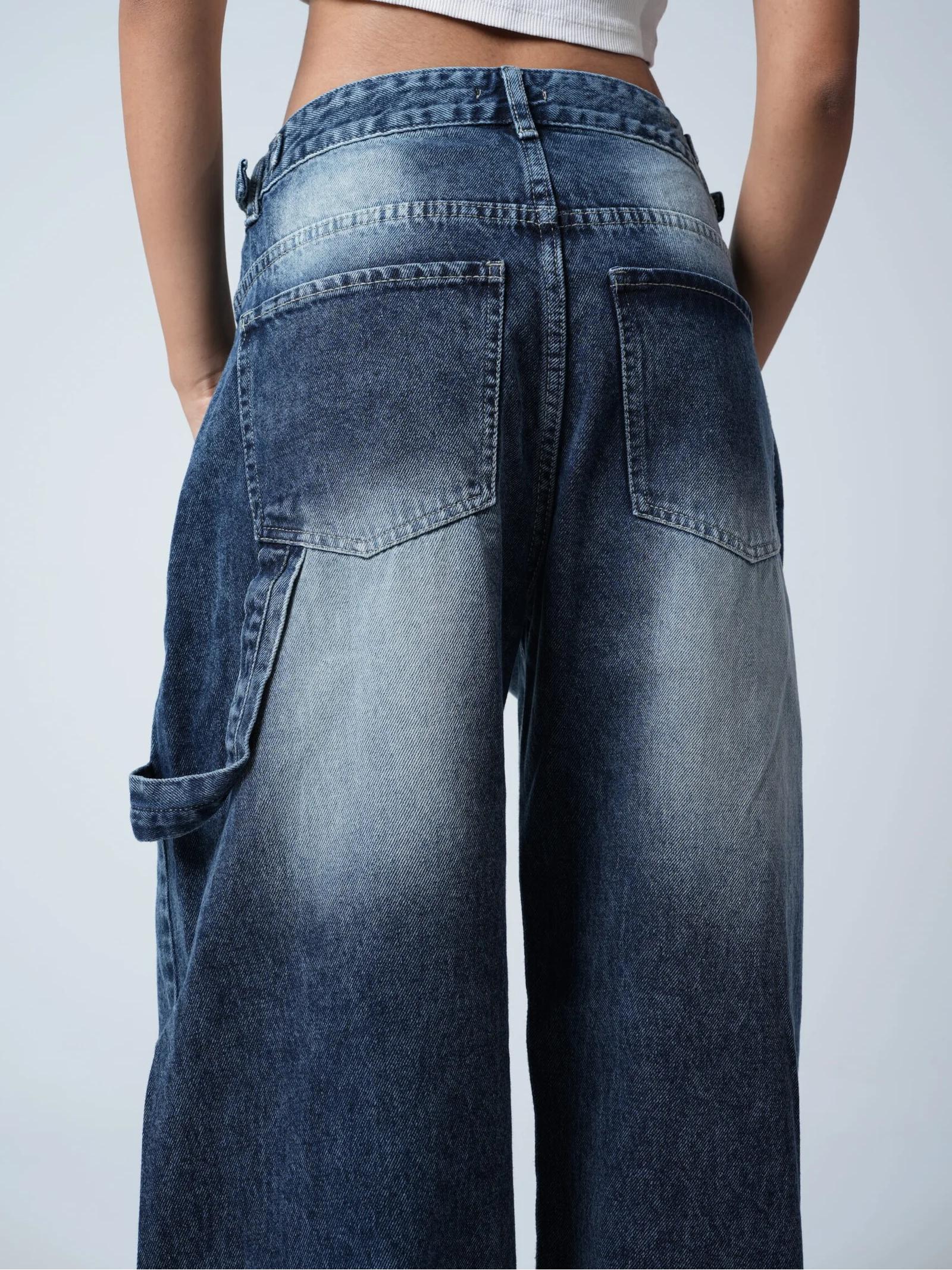 Women Balloon Jeans Blue Cotton | Bella-5