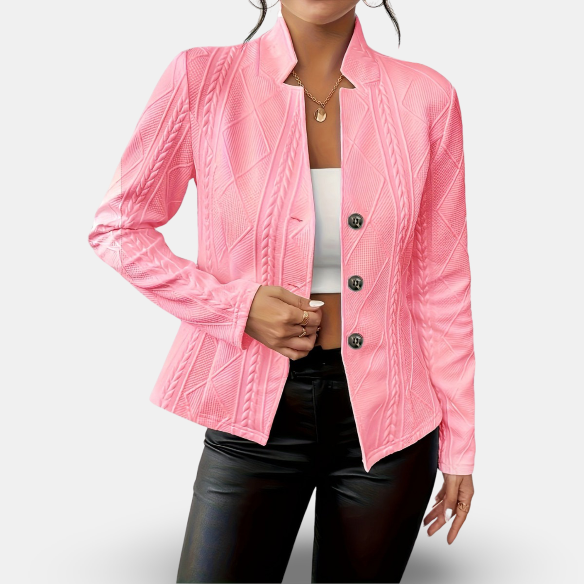Women Textured Button-Up Tailored Blazer | Charis