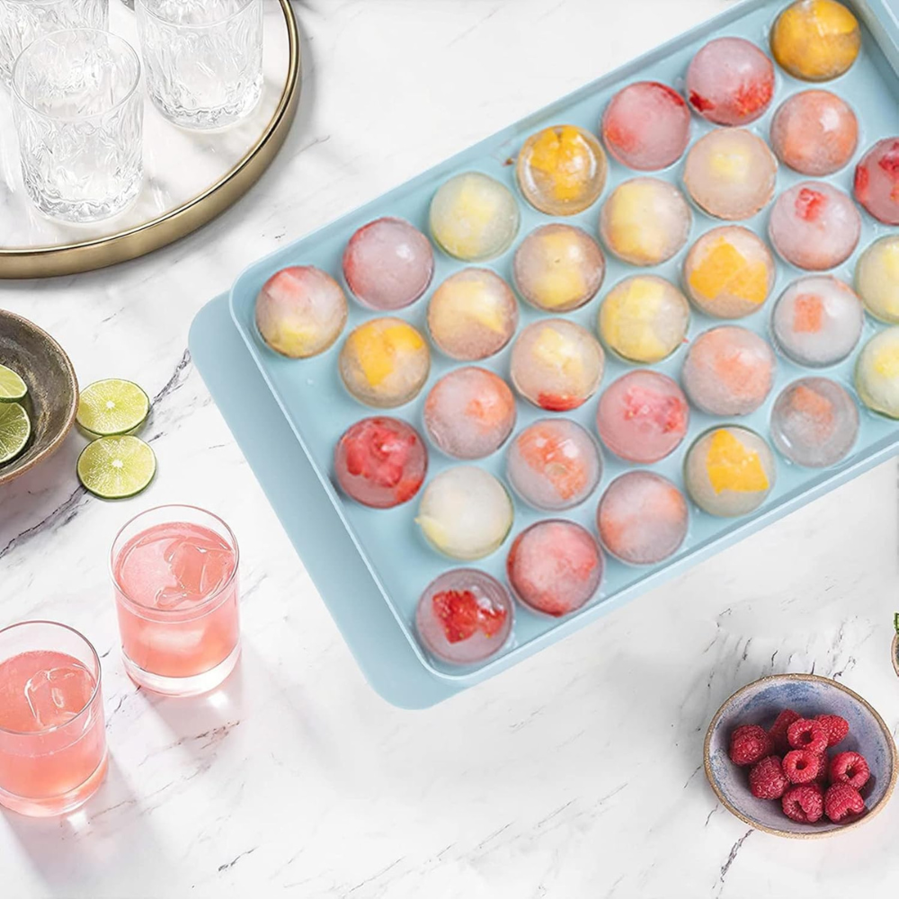 Ice Ball Maker Tray Blue Plastic | Elegant Sips 3