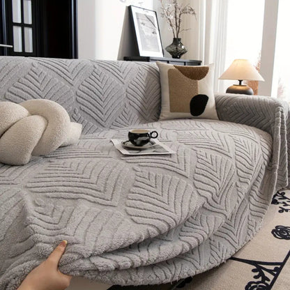 Sofa Cover Herringbone Leaf Design Fleece Non-Slip | Cozy Home 3