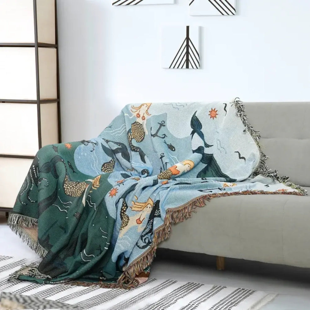 Sofa Cover Multicolor Cotton-Polyester | Oceanic Dreams 2