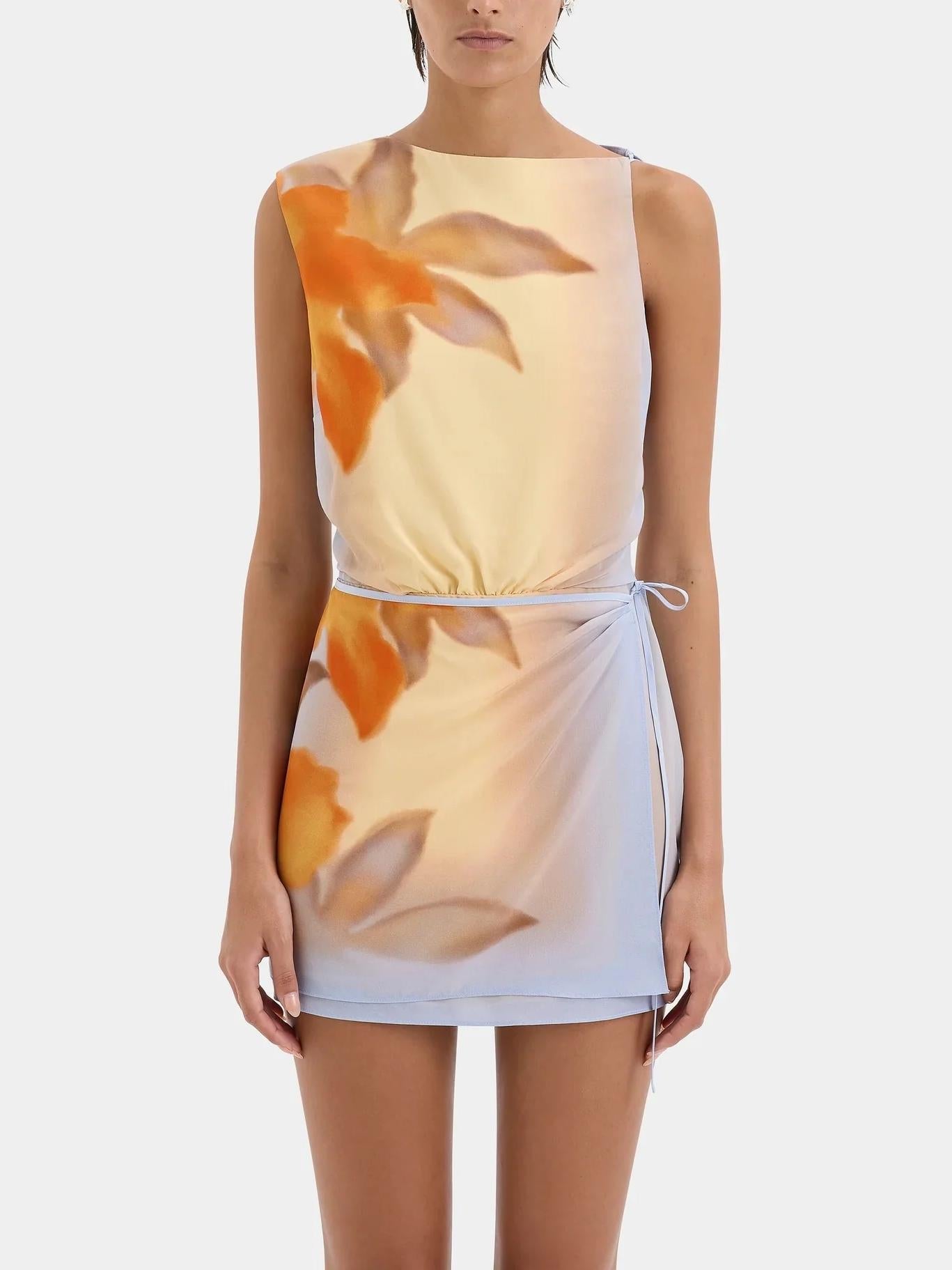 Women Mini Dress Floral Crepe | Serene-4