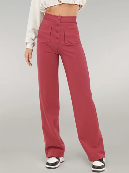 High-Waisted Button Detail Pants | Daria