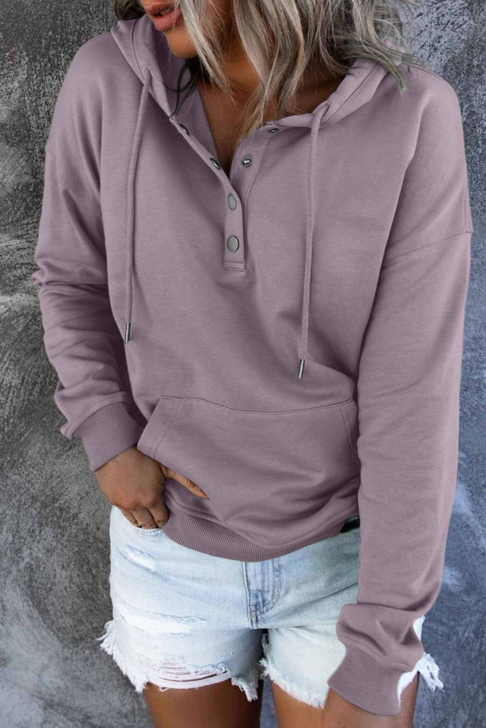 Women Hooded Button Sweatshirt | Amora