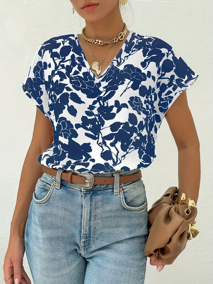 Floral Print V-Neck Blouse | Sina