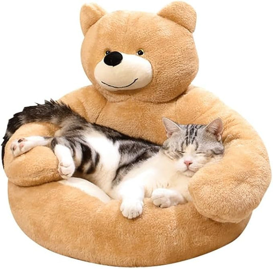 Small Pet Bed Gray Plush Cotton | CozyNest-1