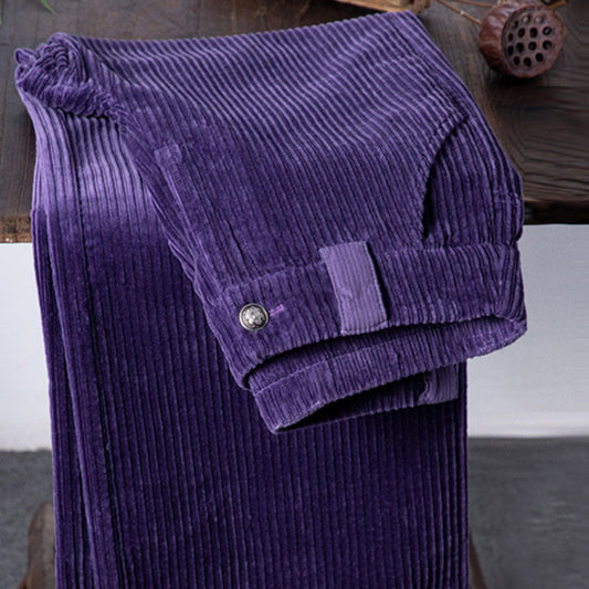 Women Wide Leg Pants Purple Corduroy | Elegant Style-1